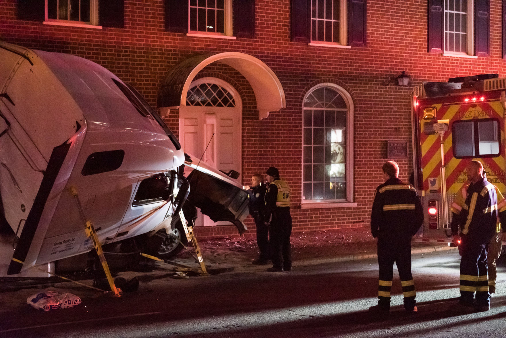 Tractor Trailer Crashes into Funeral Home